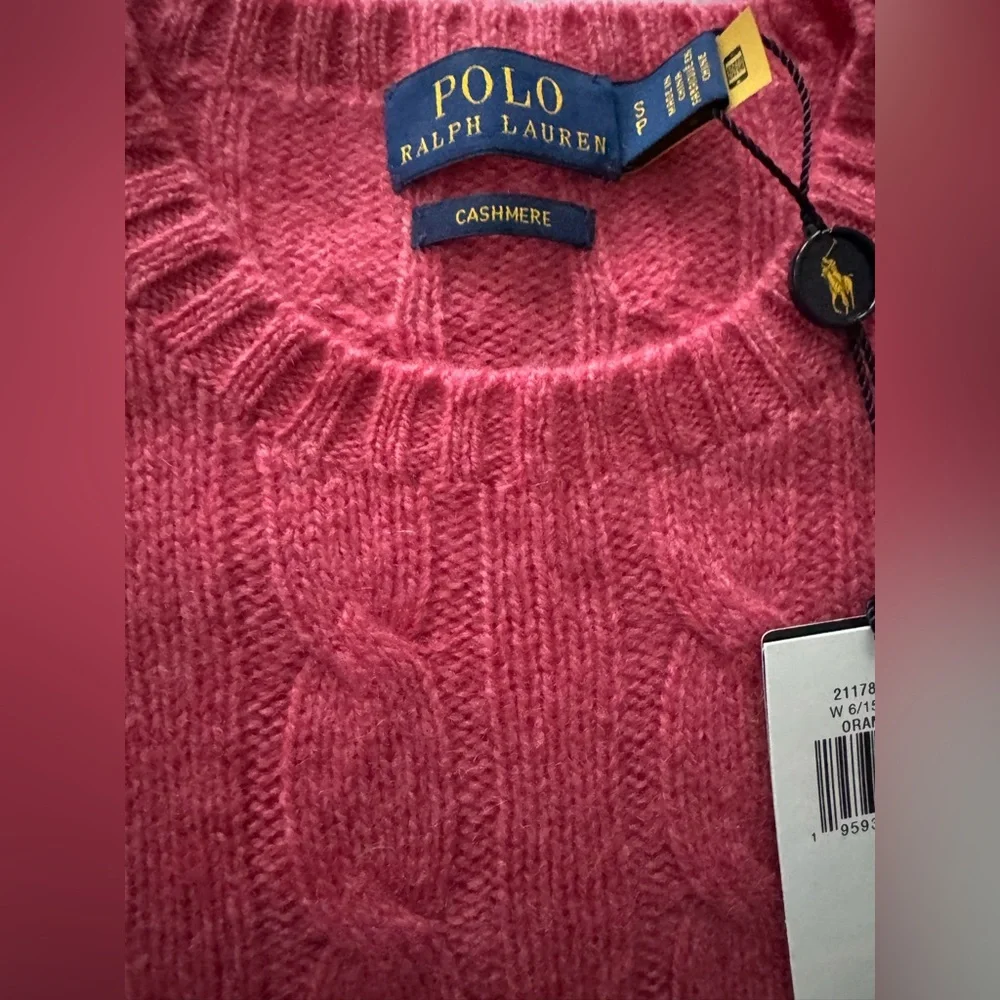 Polo by Ralph Lauren Cashmere Orange (More like Pink) Cable Knit Sweater - Picture 6 of 7